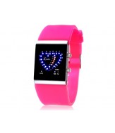 Skmei 0952 Orologio analogico - luci a forma di cuore - cinturino in silicone (rosa)